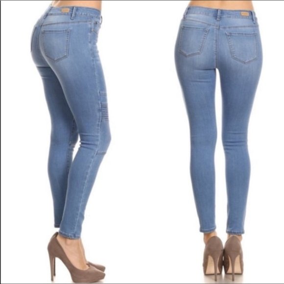 Skinny Moto Jean Mid-Rise/Light Wash: 25/ 3 Junior - Picture 3 of 6